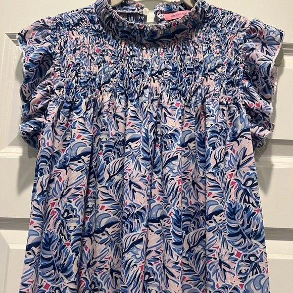 Simply Southern Tropical Leaf pink and blue Women's Dress Size: M - Picture 2 of 5